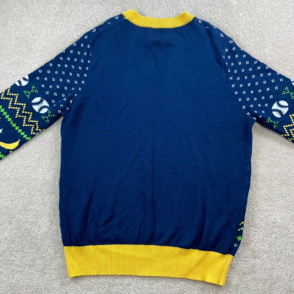 Go Bananas Savannah Bananas Sweater Mens XL Blue Ugly Christmas Holiday Baseball